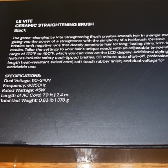 I’ange Le Vite ceramic straightening brush. NIB/In box. Never used. - Picture 6 of 7